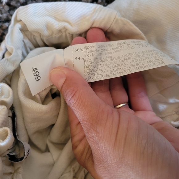 Zara Kids Linen Cream Paperbag Tie Waist Pants Size 7 - Picture 4 of 5